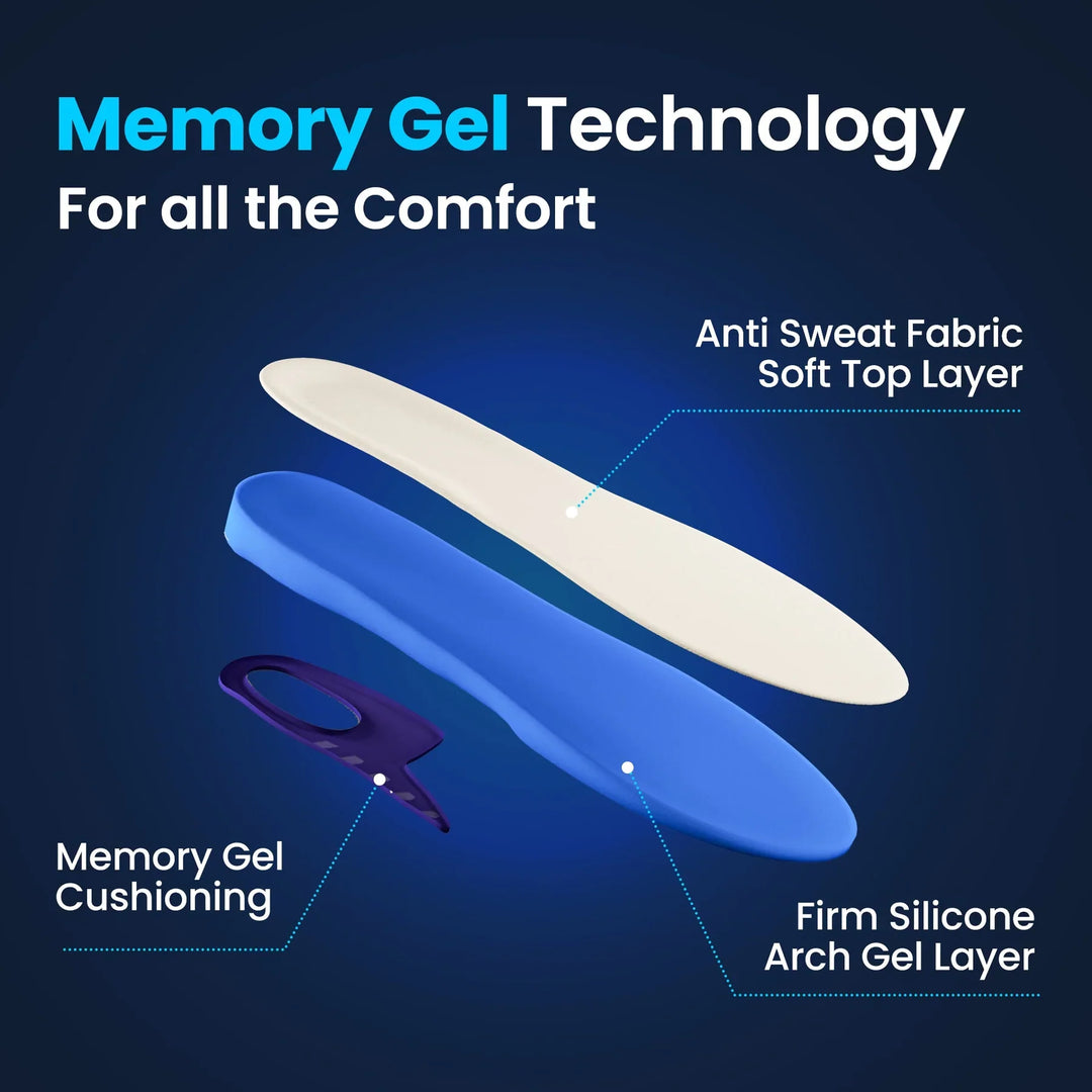 2-Pack Memory-Sole Gel Sport Ortopediske Såler